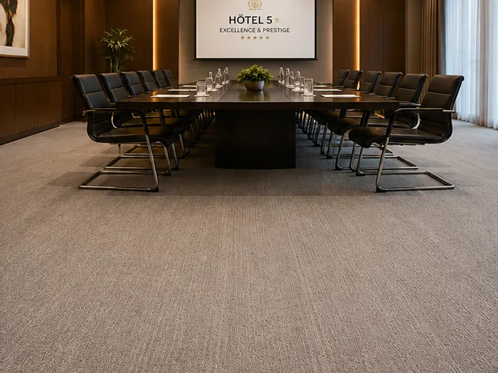 Salle de conférence d'hôtel après nettoyage de moquette